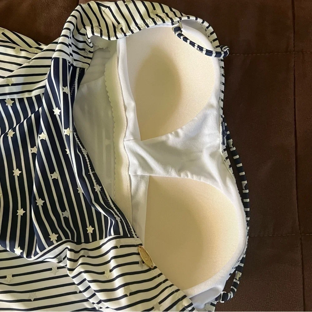 Jessica Simpson blue stars & stripes one piece swimsuit, has been ALTERED, M-L.